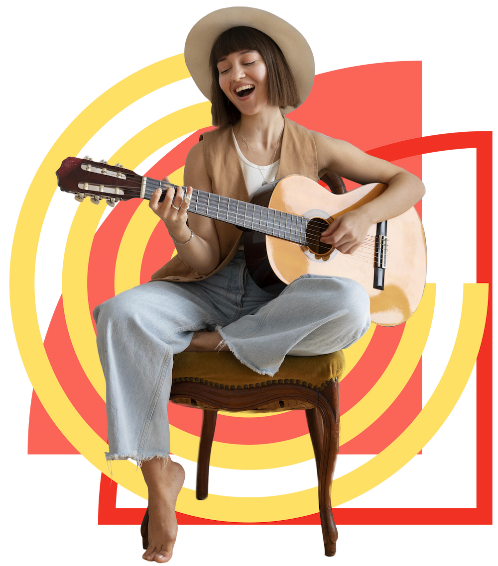 beatiful women playing Guitar